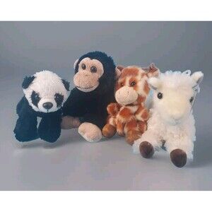 Aurora  Bean Bag Plush Zoo Animals 6 & 8" Panda, Monkey, Llama, Giraffe Toys